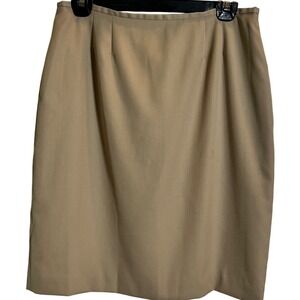 Jacqueline Ferrar‎ Skirt Size 12 Beige Wool Blend Career Business